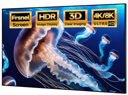 IN&VI Fresnel Projector Screen,2.0 Gain 90% ALR Fixed Frame Projection Screen Edge Free 4/8K HDTV, HDR & Active 3D Anti-Wrinkle for Indoor Movie Cinema Office for Long/Standard Throw Projector