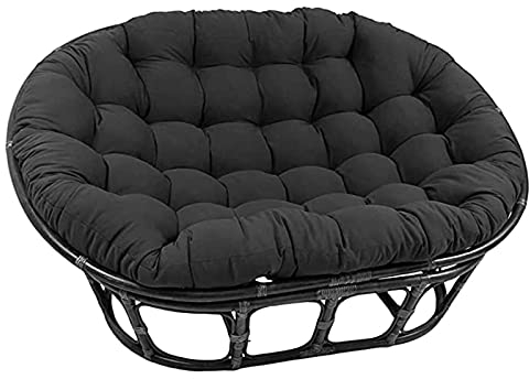 Papasan Rattan-Schaukelstuhlkissen, doppeltes übergroßes Papasan, Eierstuhlkissen Doppeltes Papasan-Stuhlkissen für den Außenbereich, wasserdicht mit Bändern,Schwarz,170cmX120cm