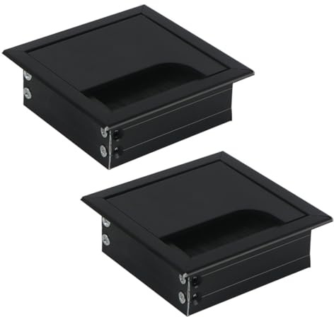 ZESLIV 2 Stücke Kabeldurchführung aus Aluminiumlegierung für Schreibtisch, Kabeldurchlass Rechteckig 80x 80mm mit Bürstendichtung aus Aluminium für Tisch Tischdurchführung