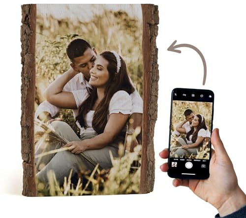 Cadeauki Bild auf Holz mit Rinde Fotogeschenk Bild auf Rustikales holzbrett mit Rinde - Personalisierte Geschenke für Männer (1)