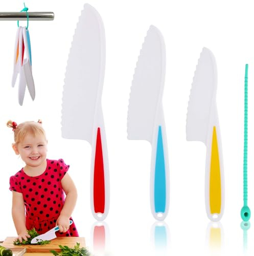 Taozoey Coltelli per Bambini, Coltelli Di Sicurezza Per Bambini, Coltello di Plastica per Bambini, Coltelli Bambini per Tagliare, con Bordi Seghettati per Verdure, Frutta, Torte