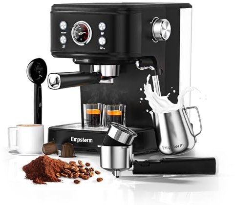 Empstorm Espresso Machine 20 Bar with Steam Milk Frother, Espresso maker Compatible for NS Original Capsules 2 IN 1 expresso maker, Professional Cappuccino Expresso Machine for Home and Office
