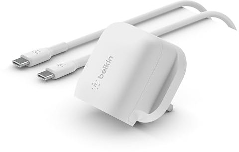 Belkin 20W USB Type C Power Delivery Wall Charger, Fast Charging Adaptor with Certified USB-C PD 3.1 PPS and Travel Sized Compact Design for iPhone 15, Pro, Max, Mini, iPad, Galaxy, Pixel and More