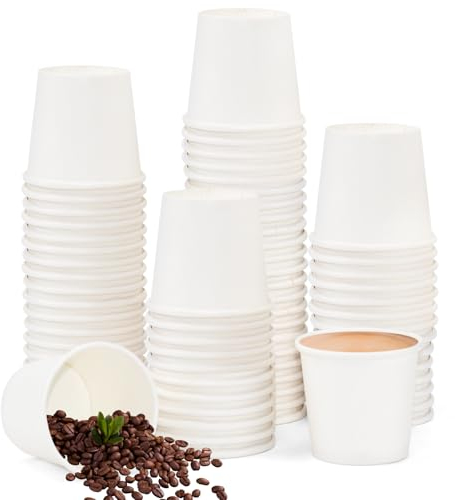 Kleemeiero 200 PCS Vasos de Cartón para Cafe Pequeños 30ml, Vaso de Papel para Cafe, Vasos Cafe Espresso Pequeños, Vasos de Cartón Blanco para Servir Café Agua Té Bebidas Calientes o Frías