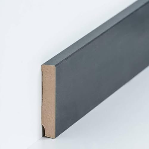 PROVISTON Plinthe en MDF - 16 x 80 x 2500 mm - Noyau en MDF - Gris - À coller, visser et clouer - 2,5 m - 1 pièce