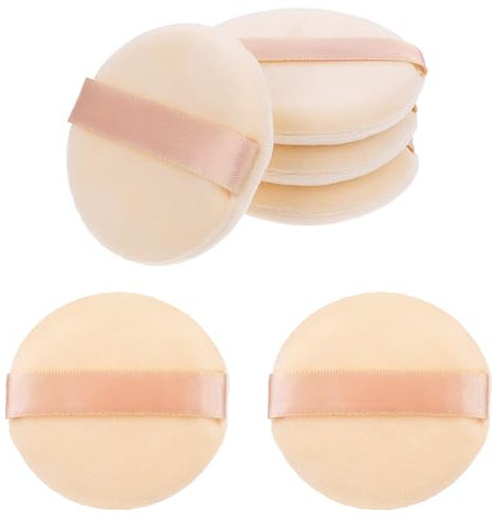 6 Stück 6.5 cm Runde Powder Puff Ultraweich Kristallsamt Puderquaste Wiederverwendbar Waschbar Hautfarbe Puderquaste Nass- und Trockengebrauch Make-Up-Tools-Puderquaste für Setting Powder, Körperpuder