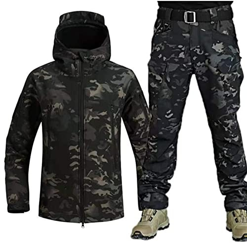 Taktisk jacka och byxa i set för män, vattentät, kamouflage, militäruniform, dräkt med mjukt skal som passar för militärstrid, militärkläder