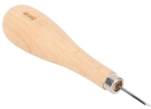 Strumento per Punzonare la Pelle a Rombo di Akozon, Punteruolo a Punta Diamantata in Acciaio da 3 Mm con Impugnatura Ergonomica in Faggio (3 mm)