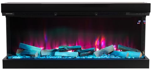Warmiehomy Electric Fire 60inch/150cm Insert Media Wall Fireplace with APP & Remote Control, 12 LED Flame Effect & 12 Backlight Support, 7day Programmable
