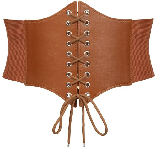 LEACOOLKEY Ceinture Corset Élastique Large pour Femmes Style Rétro à Lacets Ceinture Guêpière pour Femmes
