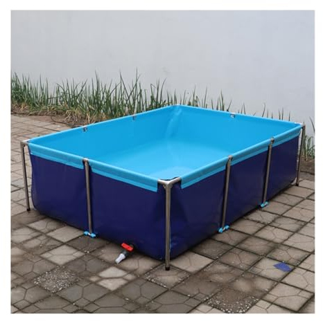 UZAMIRLEX Lago Artificiale Pieghevole, Serbatoio d'Acqua for laghetto for Pesci Fuori Terra, Pieghevole in Tela PVC con valvola di Scarico, Blu(0.8 * 0.6 * 0.3m)