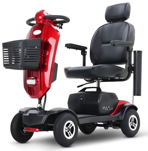 Gvqng Powered Mobility Scooters, 4 Wheel Mobility Scooters for Adults, Folding Mobility Scooter Lightweight, 24KM Long Travel Range Scooter with USB Charger Port,01