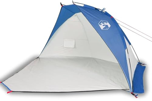 HOMELEN Tente de plage + pare-soleil + imperméable coupe-vent portable pliable + polyester 185T revêtu de PU bleu azure 268 x 223 x 125 cm + protection UV pour les sorties familiales à la plage ou au