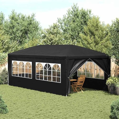 Kaloriko Tente de fête 3 x 6 m anthracite avec protection UV, tente d'extérieur imperméable, structure en acier stable, tonnelle pliable pour jardin, terrasse, camping, événement, barbecue et