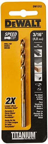 DEWALT 3/16-Inch Titanium Nitride Coated, Split Point Twist Drill Bit (DW1312)