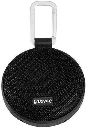 groov e WAVE I Wireless Bluetooth Speaker - Portable Travel Speaker with Carabiner Keyring Clip - 6 Hours Audio Playback, IPX4 Splash Proof - Black