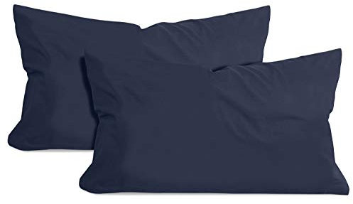 npluseins 2er Pack Baumwoll Kissenbezug - Jersey - viele Farben 1331.1812, ca. 40 x 60 cm, Navy