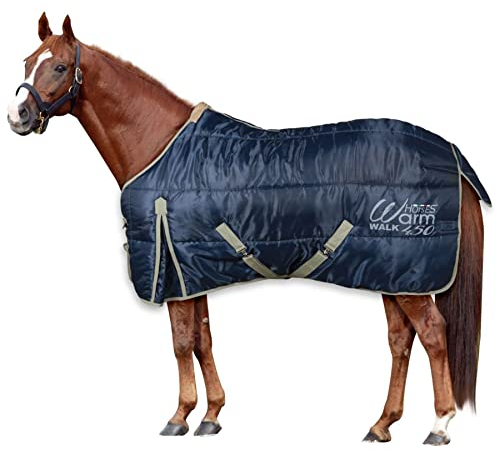Horses, Chevaux Couverture d'Hiver Warm Walk pour Cheval 450g, Douce, Confortable, Idéale pour Box, Résistante, avec Bretelles Croisées (162cm)