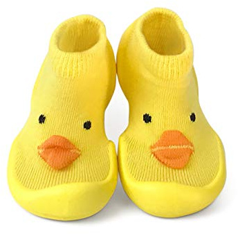 Step Ons Rubber Sole Baby Sock Shoes by Sock Ons - Toddler Shoes for Crawling, Cruising and Walking! (6-12 Months - Yellow Chick 6-12 Months)
