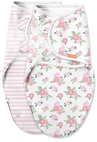 SwaddleMe Luxe Easy Change Swaddle – Size Small/Medium, 0-3 Months, 2-Pack (Water Color Floral)
