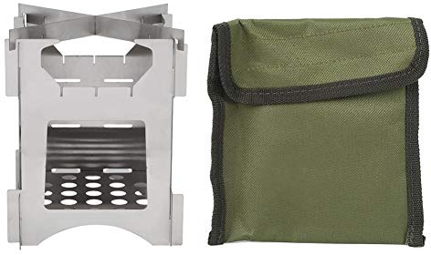 Nikou Holzofen, Tragbarer Edelstahl Klappbarer Holzofen Mini Kochgeschirr Campingkocher, Kompakt Hobo Kocher für Outdoor Camping Reisen Wandern Picknick