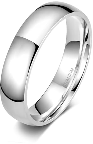 Zakk Bague fine en titane poli pour homme et femme Alliance Bague Mariage de fiançailles Promesse Anneaux 2mm/4mm/6mm/8mm/10mm (Argent 6mm,71 (22.6))