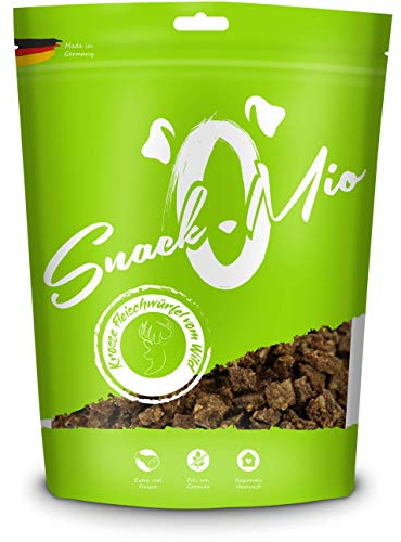 SnackOMio – Premium Hundesnack – krosse Fleischwürfel vom Wild, getreidefrei, 1er Pack (1 x 125g)