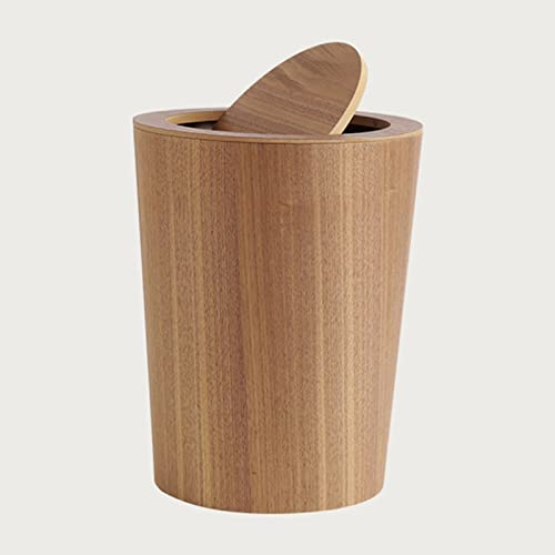 Contenitore per rifiuti da cucina Cestino per rifiuti in legno Cestino per bagno ribaltabile Cestino per carta straccia Cestino per la spazzatura Casa Camera da letto Colore noce Grande pattumiera
