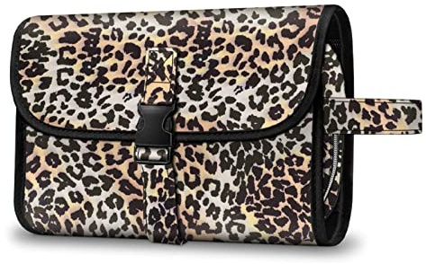 Fintie Bolsa de Viaje portátil para cosméticos y cosméticos, Resistente al Agua, Organizador de Maquillaje para Mujeres y niñas, Leopardo, Neceser