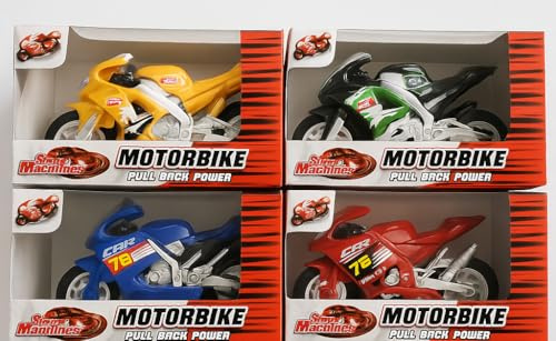 Celino® Lot de 4 jouets de moto à tirer pour moto