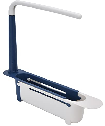 Scaffale per lavello telescopico per cucina, cestello di scarico per riporre liberamente regolabile, supporto per sapone in spugna telescopico, portasciugamani sotto gli organizzatori del lavello