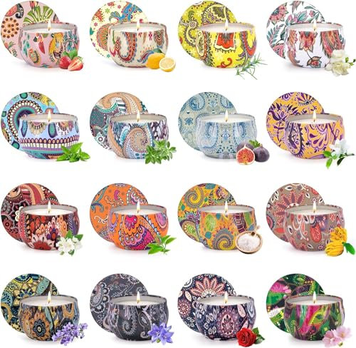 Duftkerzen , Geschenk set für Frauen, 16 Stück Dufted Aromatherapie Kerzen aus Natürlichem Soja Wachs, Brenndauer 320 Stunden, für Muttertag, Weihnachten, Neujahr, Valentinstag