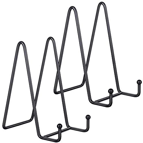 YiliYa Espositore in Metallo 2 Pezzi 8 Pollici Cavalletto Piastra di Cavalletto in Ferro Ferro Supporto Cavalletto Decorativo per Libri Supporto per Esposizione Cornice per Quadri(Nero)