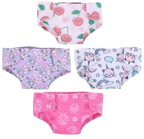 ifundom Ropa Interior para Muñeca Bebé 4 Piezas Pañales Reutilizables Disfraz De Muñeca Accesorios para Juego De Simulación Y Vestir Muñecos