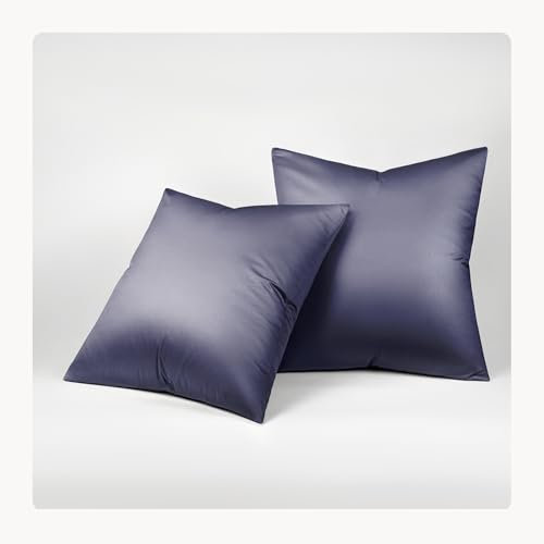 Seralino Lyocell Kissenbezug 80x80 Blau Dunkelblau (2er Set) | 100% Tencel Kopfkissenbezug 80x80 | hochwertige Kissenhülle| Reißverschluss | Oeko-Tex | Atmungsaktiv | Allergiker Kissenbezüge