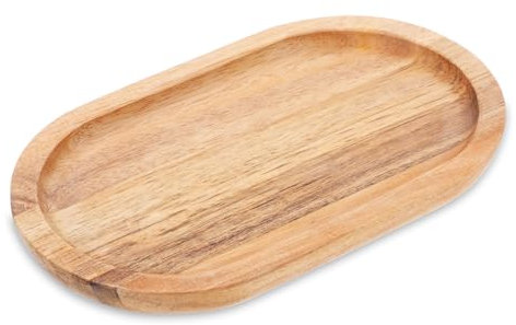 Piriuuo Ovale Holz Serviertablett, 20 x 12 x 1,5 cm Holztablett aus Akazienholz Braunes Deko Serviertablett Ovale Holztabletts für Brot, Desserts, Kekse, Tee, Kaffee, Kuchen, Obst, Kleinigkeiten