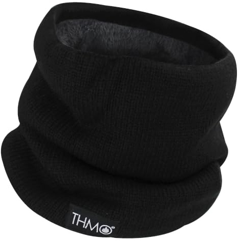 THMO – halsvärmare för män | vindtät varm fleece-halsduk, Thinsulate Neck Gaiter (en storlek, svart) (svart, en storlek), Svart, one size