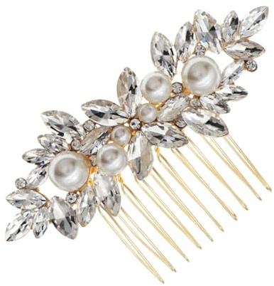 minkissy Peine de Novia con Diamantes de Imitación para Bodas Fiestas de Graduación Adornos para El Cabello para Novias Fijación Firme