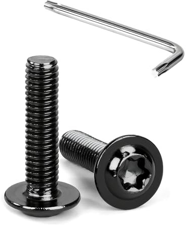 Tunejoy 20 Pièces Vis à Tête Bombée Torx avec Bride Noir M6 x 25 mm Vis à Six Pans Creux en Acier Inoxydable A2 V2A Boulons à Tête Hexagonale avec Clé T30 Filetage Complet