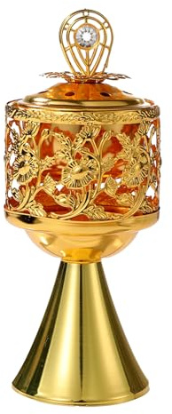 Ortodox rökelse, meditation avslappning ceremoni, katolsk rökelse brännare altar användning, ihåligt guld ljusstake stil aromaterapi brännare för tempel, andlig dekoration, 125 g