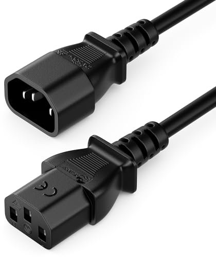 deleyCON 15m Extension de Câble de Réfrigérateur - IEC C13 à C14 - Câbles d'alimentation Rallonge de Courant - Connecteur Droit C13 sur Prise C14 - PC Moniteur Beamer Imprimante - Noir