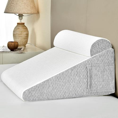 Dorifine Coussin en Mousse à mémoire de Forme pour lit et canapé, Coussin de Lecture, Coussin arrière avec tête Semi-Circulaire, Gris Clair
