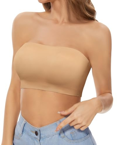 MELLIEX Sujetador sin Tirantes Bandeau Mujer sin Costuras Invisible Strapless Bra Suave Bralette Transpirable sin Aros Top Bandeau con Hombros Descubiertos