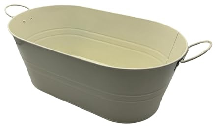 Yajuyi Cubiteras de Hielo, Contenedor Ovalado de Metal con Asas, para Enfriar Cerveza, Vino y Cócteles, Cubitera para Hielo Grande para Fiestas, Casa, Bar, Blanco