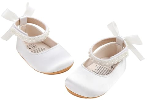 Baby Girl Mary Jane Flats Anti-Slip Soft Rubber Sole First Walking Infant Newborn Princess Wedding Dress Shoes 0-18 Months