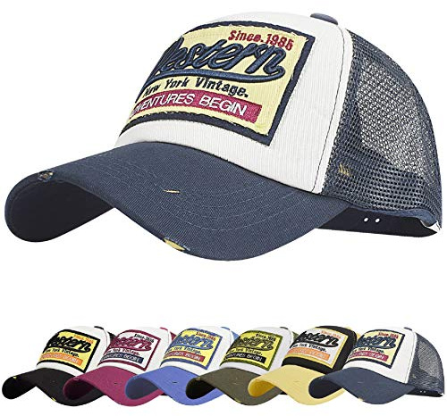 UMIPUBO Baseball Cap Mesh Hats for Men Women Unisex Embroidered Letter Patch Casual Hats Hip Hop Sun Hats (Navy)