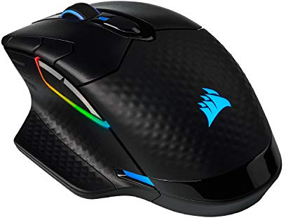 Corsair Dark CORE RGB PRO Wireless/Wired FPS MOBA Gaming Mouse – 18,000 DPI, Fast Response Time, 8 Programmable Side Buttons, Dynamic Multi-Color Backlighting – Black