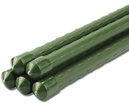 Sekey Tomaten Rankhilfe, Pflanzenstütze für Gurken, Bohnen, Himbeeren, Blumen, Kunststoff Beschichtetes Stahlrohr Rostfrei Pflanzenstäbe, 90 cm x 11 mm, 5 Stück