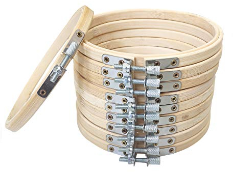 Qililandiy 10 Stück Stickrahmen Ø13cm Bambus Kreuzstich Rahmen Stickerei Ring Nähset für Stickerei DIY Tapisserie Handwerk Hochzeit Deko
