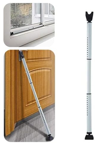 HoneSecur 2-in-1 Door Security Bar & Sliding Patio Door Stopper Security Jammer Bar Child Proof Adjustable Constructed of High Grade Iron Window Doors Security Bars, White